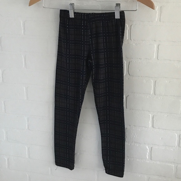 Gray/navy/black/red wine Plaid legging Girl Size 7-8 - Picture 4 of 5